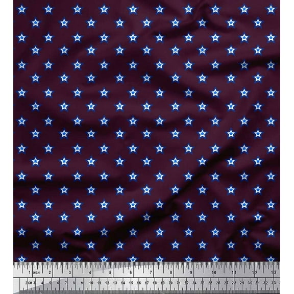 Soimoi Purple Cotton Voile Fabric Blue Star Decor Fabric Printed Yard 42 Inch Wide