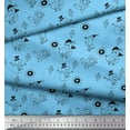 thumbnail image 2 of Soimoi Blue Cotton Voile Fabric Heart & Birds Cartoon Print Fabric by the Yard 42 Inch Wide, 2 of 3