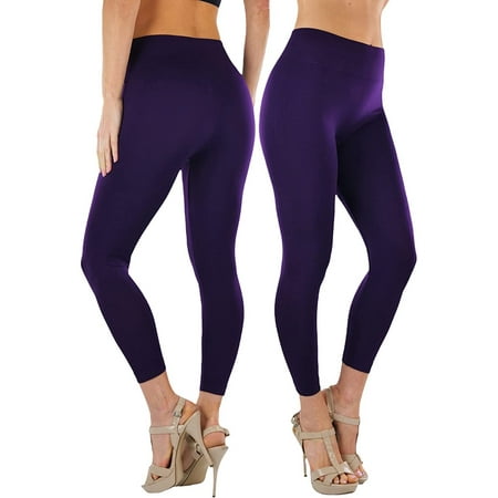 ToBeInStyle Women s Seamless Elastic Capri Leggings - Dark Purple - One Size