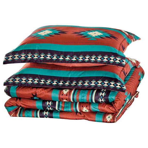 Juego de edredón tribal geométrico multicolor de 3 piezas con diseño del suroeste para dormitorio, hogar, dormitorio, apartamento, tamaño king