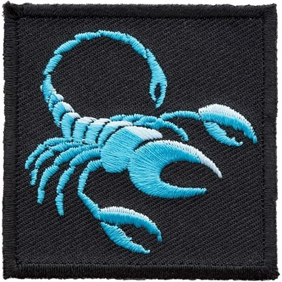 Zodiac Scorpio Blue Scorpion Arachnid Patch, Astrology Sign Patches