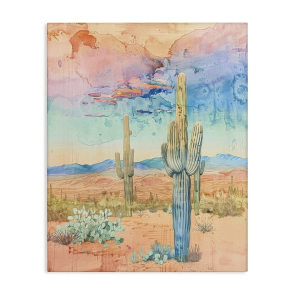 Stupell Industries Pastel Desert Sky Landscape & Nature Painting Wrapped Canvas Art Print Wall Art, 16 x 20
