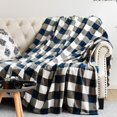 thumbnail image 1 of Buffalo Plaid Throw Blanket Soft Flannel Fleece Checker Pattern Warm Decorative Blanket for Bed Couch 350GSM (White/Navy Blue, Twin(60"x80")), 1 of 5