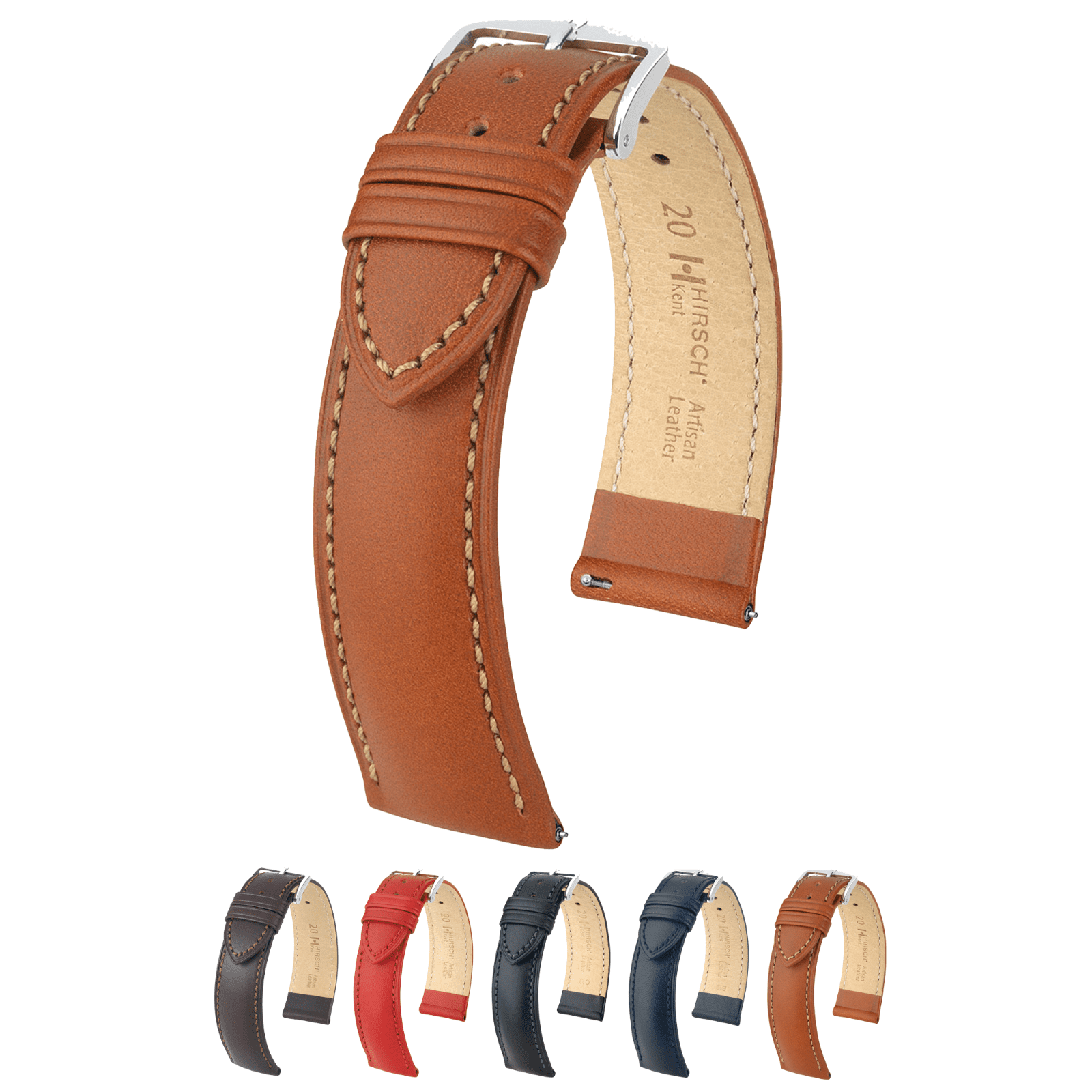 Hirsch Kent Artisan Leather Watch Strap - Golden Brown - M - 16mm ...