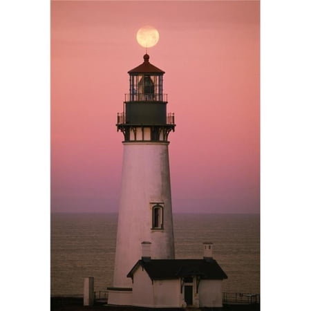 Full Moon Over Yaquina Head Light Poster Print by Natural Selection Craig Tuttle - 12 x 18