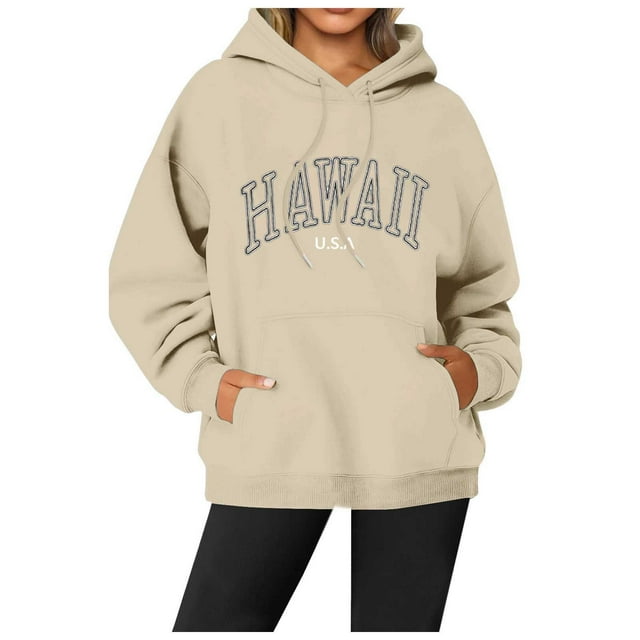 2024 Nouveau Chandail à Col Rond Imprimé de Lettres pour Femmes, Style de Rue, Manches Longues, Chandail à Capuchon Mince, Chandail à Capuchon pour Femmes avec Cordon, Chandail à Capuchon pour Femmes Long, Chandail pour Femmes à Capuchon Long à Capuchon