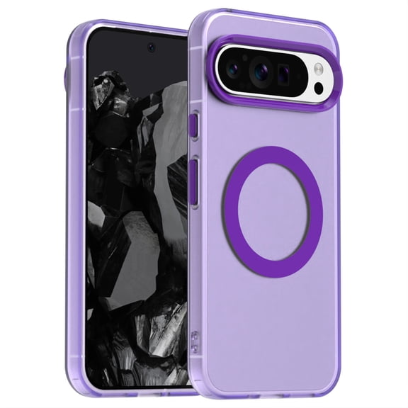 Magnetic Case for Google Pixel 9 / 9 Pro, [Stronger Magnet] Compatible with MagSafe, Crystal Clear Protective Phone Cover, Military Grade Drop Tested Shockproof Slim Hard PC Back,Purple