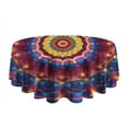 thumbnail image 5 of Colorful Tie Dye Luminous Mandala Pattern Round Tablecloth 60"x60",Wrinkle Wipeable Table Cloth for Kitchen Dining Room Picnic Patio Party, 5 of 6