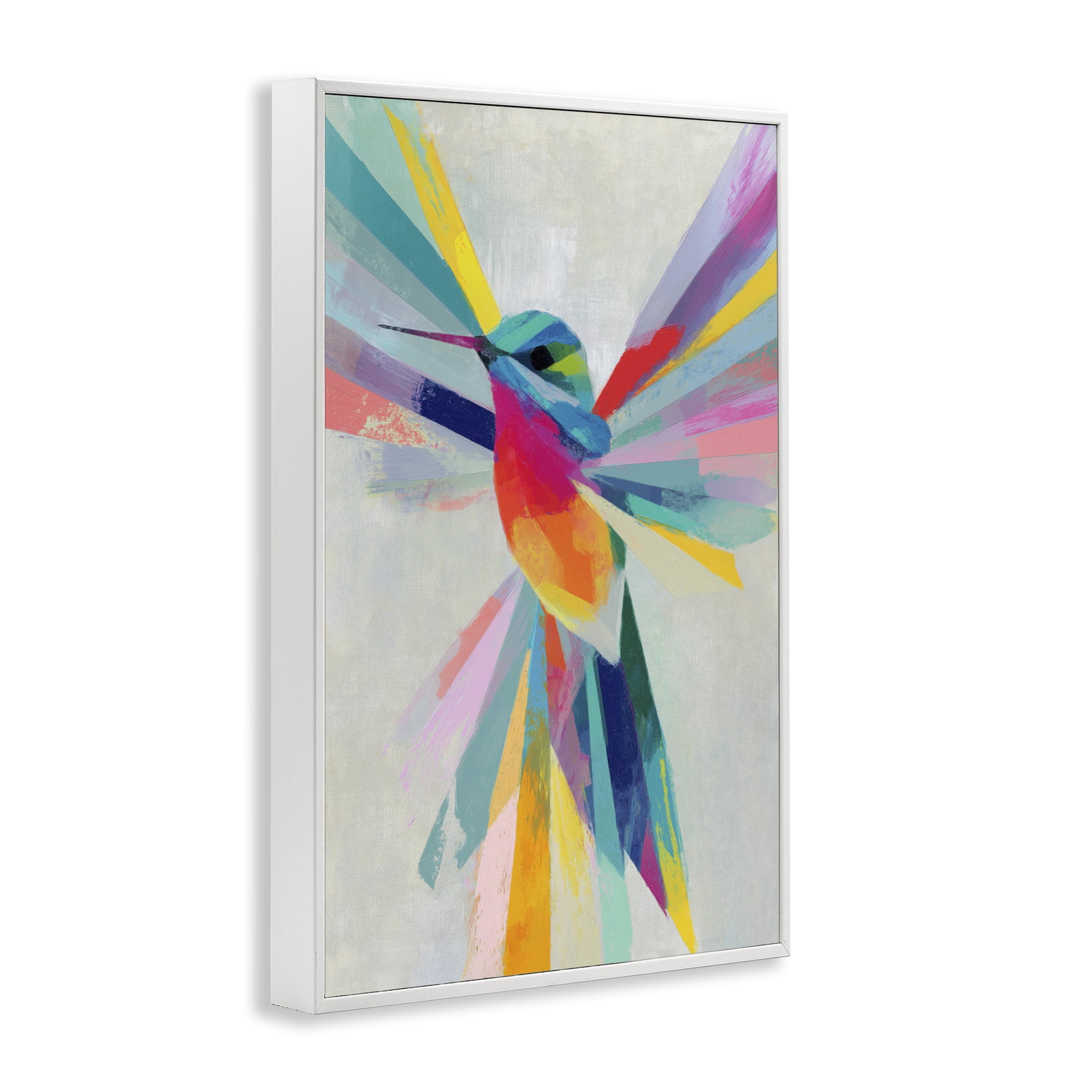Stupell Industries Rainbow Winged Hummingbird White Framed Giclee Art, design by Chromatic Storm Studio