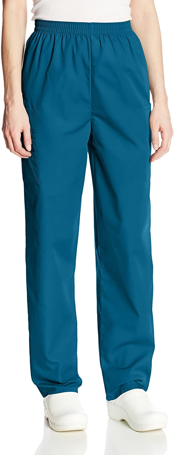 Cherokee Women's Workwear Elastic Waist Cargo Scrubs Pant, Caribbean