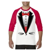 MmF - Mens Raglan Sleeve Baseball T-Shirts, up to Size 3XL - Tuxedo Prom Costume