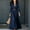 Dark Blue, variant on QUNYINEY Long Sleeve Women Dresses Long Casual Commute Flowy A Line Dress Slim Fit Casual Collared Solid Button Down Dresses