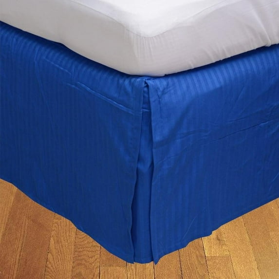 The Great American Store Multiple Sizes & Colors Pleated Bed Skirt with 15” Tailored Drop, Stripe (Olympic Queen, Stripe Royal Blue) 600 Thread Count 100% Cotton - Covers Bed Legs and Frame