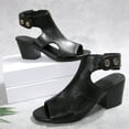 thumbnail image 6 of Women's Chunky Heels Block Round Open Toe Ankle Strap Heel Fashion Wedding Party Comfort Dress Sandals Shoes Black 9, 6 of 7