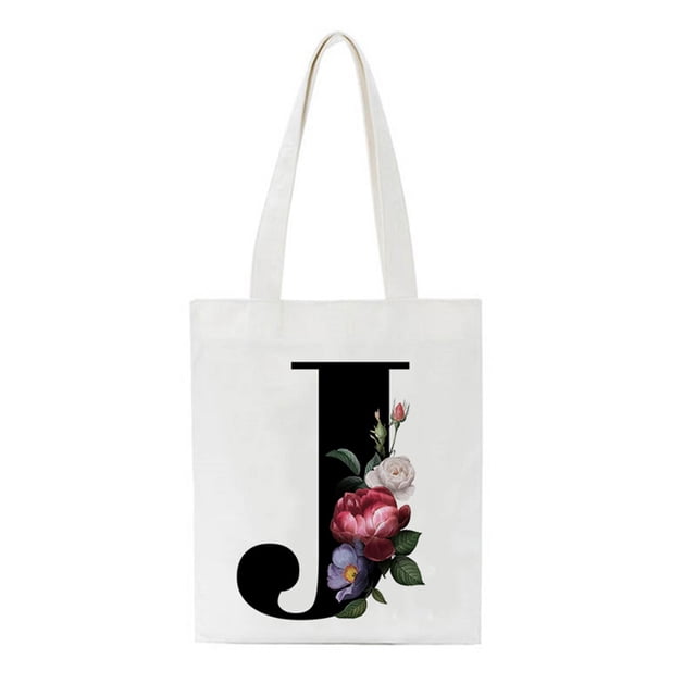 Bolsa de asas con inicial personalizada Regalo de acuarela floral para su carta Bolsa de tela Wmkox8yii HFSH62