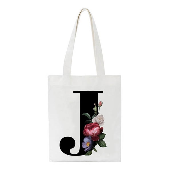 Bolsa de asas con inicial personalizada Regalo de acuarela floral para su carta Bolsa de tela Wmkox8yii HFSH62