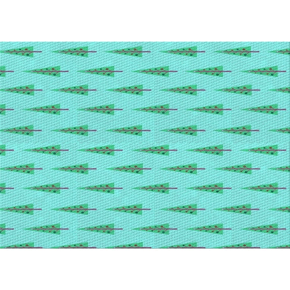 Ahgly Company Machine Washable Indoor Rectangle Transitional Jellyfish Green Area Rugs, 2' x 4'