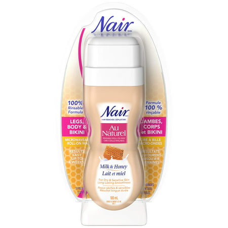 Nair Roll-On Milk and Honey Sugar Wax for Dry & Sensitive Skin 3.4 Ounce/100ml 3.4