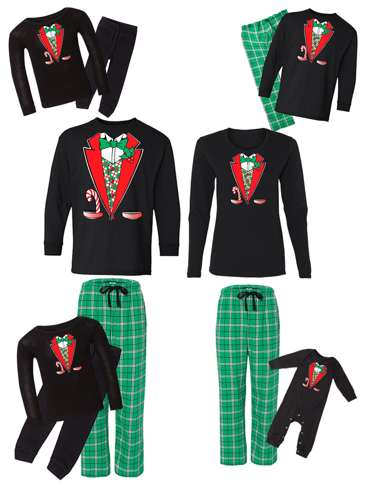 Awkward Styles Family Christmas Pajamas Set Green Tuxedo Matching ...