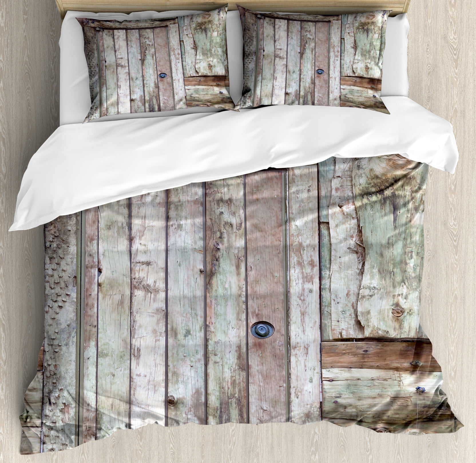Rustic Duvet Cover Set Old Barn Door Cottage Country Cabin Rustic Duvet Cover Set Old Barn Door Cottage Country Cabin Theme Rural Mystic Entrance Of Home Decorative Bedding With Pillow Shams
