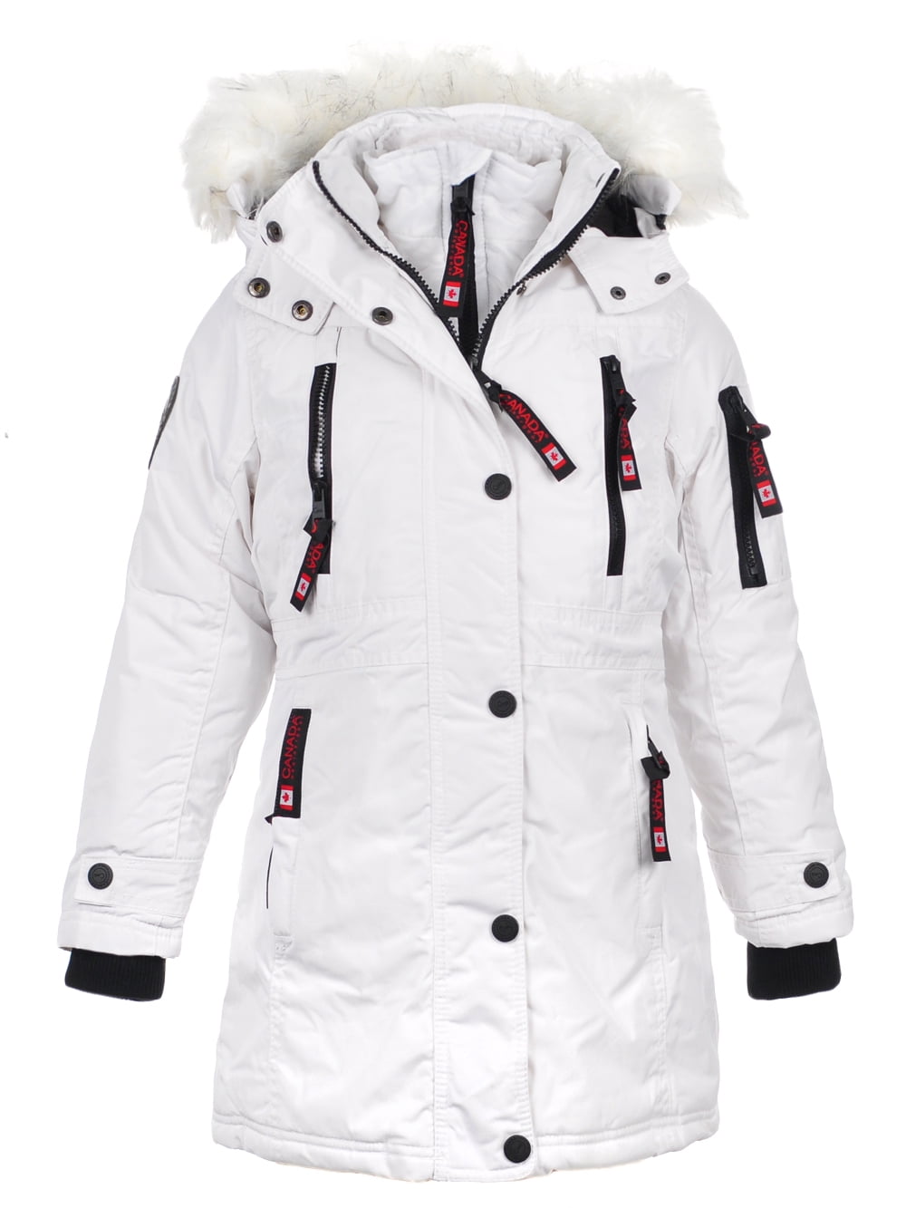 CANADA WEATHER GEAR Girls Outerwear Bomber Parka Jacket with Faux Fur Hood