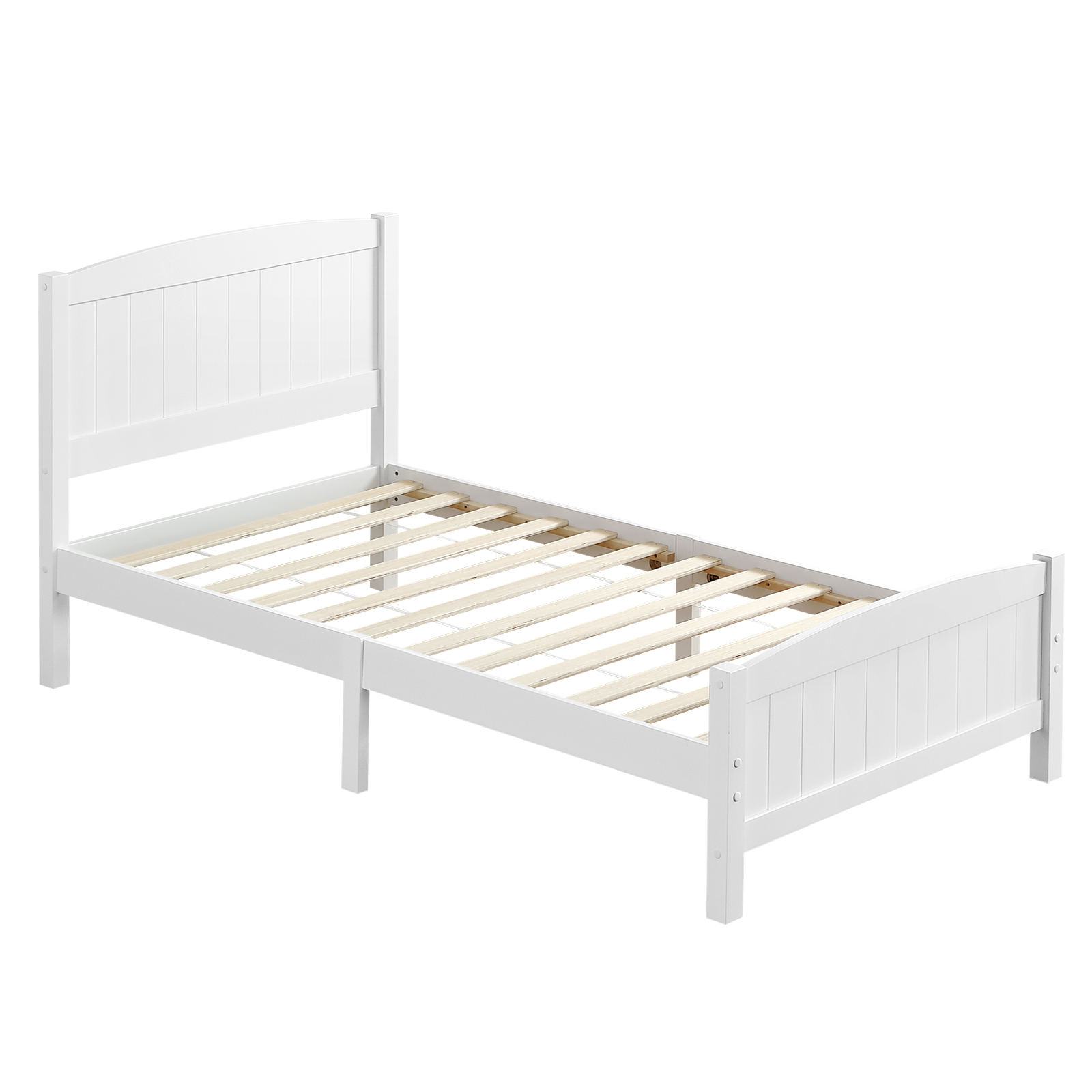 BTMWAY Twin Bed Frame with Headboard and Footboard, Modern Wood Platform Bed for Kids Girls Boys