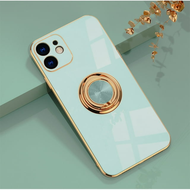 Apple iPhone 13 13Pro 13Pro Max 13 Mini Case Ring Holder Kickstand TPU Bumper Cover Shockproof Protection Phone Case,Light Cyan 13 Pro Max (6.7)