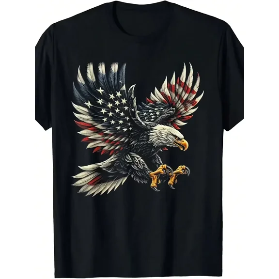 Retro Patriotic American Flag Bald Eagle T-Shirt Vintage USA Freedom Graphic Tee for Men Women Unisex 4th of July Independence Day Apparel