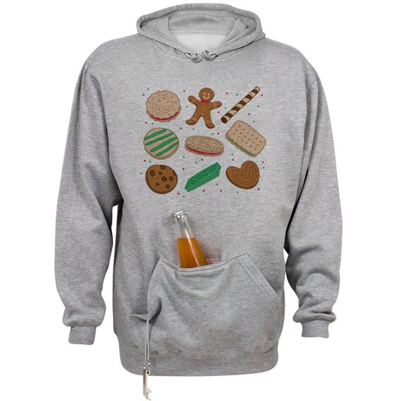 Christmas Cookie Grid Beer Holder Tailgate Hoodie Sweatshirt Unisex Large Oxford