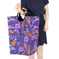 thumbnail image 4 of Yayeee Freestanding Laundry Hamper with Handle Collapsible Large Storage Basket for Clothes, Purple Wildflowers Pattern, 4 of 7