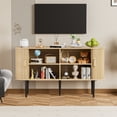 thumbnail image 3 of VEIKOUS 29.5"H Sideboard Cabinet W/ Curved Sliding Doors and 4 Compartments, Anti-Tip Design, Natural, 3 of 15