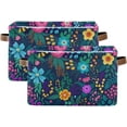 thumbnail image 2 of Colorful Floral Branches with Berries Storage Basket, Durable Canvas Organizer With Handles Large Collapsible Storage Bins Boxes for Home Office - 1 Pack Home Decor, 2 of 7