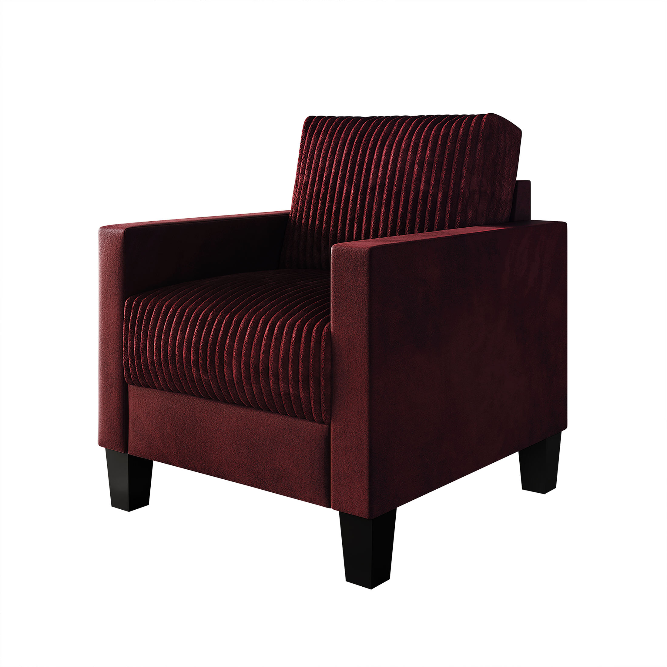 Castle Place Contemporary Corduroy Velvet Chair, Red