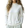 thumbnail image 4 of Women's Mock Neck Long Sleeve Knit Sweater Ghalytn Casual Fine-Knit Pullover Top with Ribbed Trim, 4 of 5