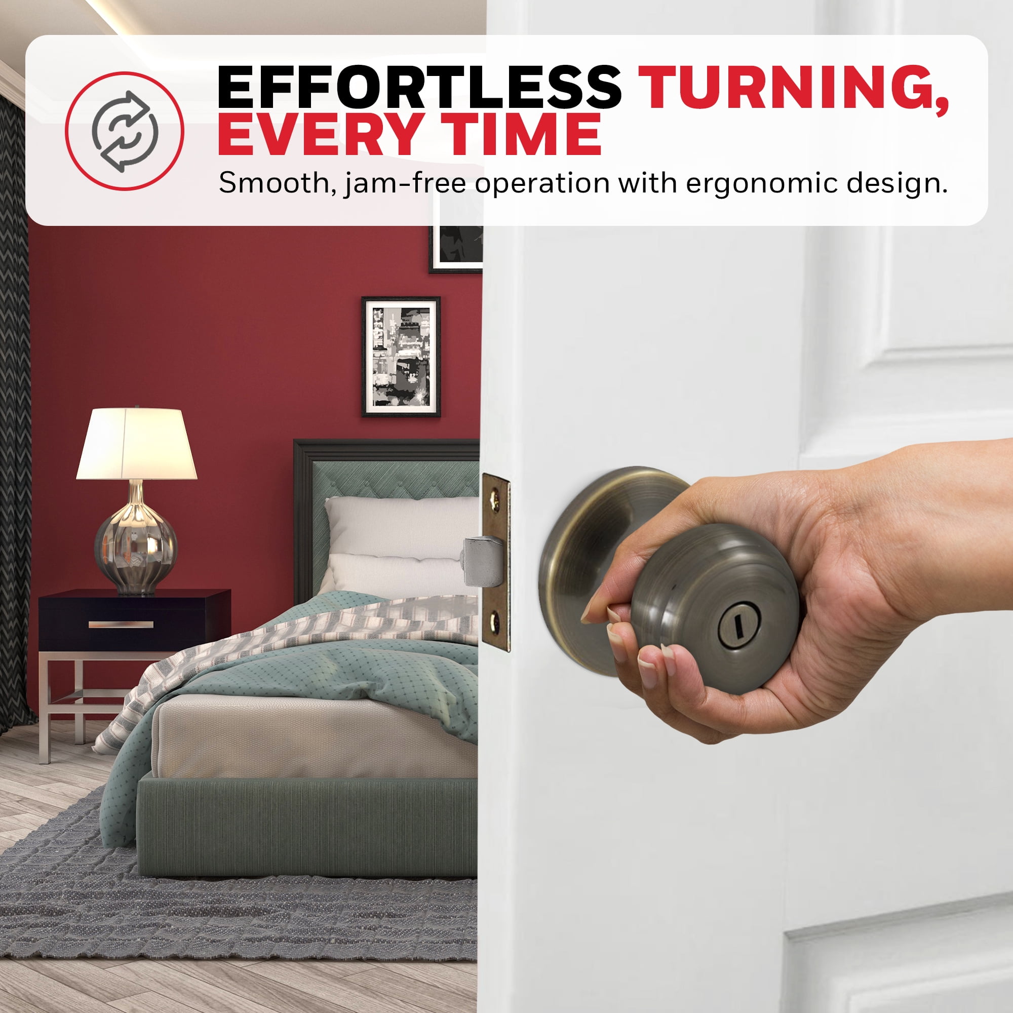 Honeywell Door Locks, Classic Knob Privacy Door Lock, Antique Brass
