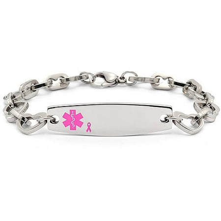 Stainless-Steel Heartlink with Breast Cancer Awareness Bracelet ...