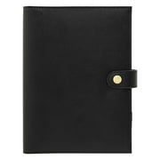 kikki.K Leather Essentials Designer Collection - A5 Leather Notebook: Black, Made from Genuine Leather, Matching Cotton Lining, Gold Hardware Stud Closure