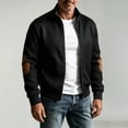 thumbnail image 2 of TOUMENY Men Fall Winter Jacket Solid Stand Collar Zip Up Lightweight Casual Cardigan Coat Vintage Slim Fit Long Sleeve Outdoor Travel Jacket Black M, 2 of 7
