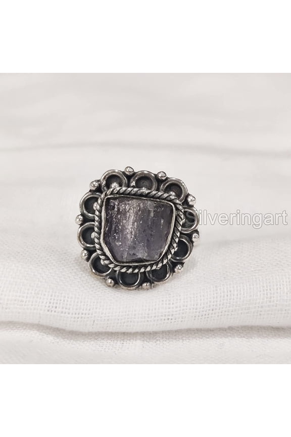 AAA Natural Tanzanite Ring, Rough Tanzanite Ring, December Birthstone, Bohemian Ring, 925 Sterling Silver, Womens Ring, Christmas, Thanksgiving, Handmade, Statement Jewelry, Rough Gemstone Jewelry