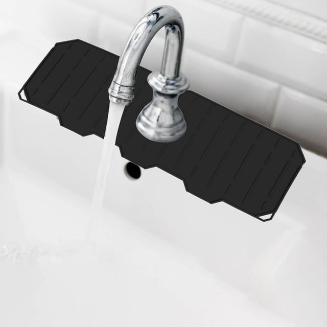 Alfombrilla de silicona para grifo, colector de agua, almohadilla de drenaje, lavable de secado de agua para fregadero de cocina, soporte Negro Macarena Almohadillas para grifos