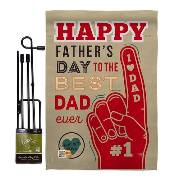 Breeze Decor BD-FD-GS-115134-IP-BO-D-US18-BD 13 x 18.5 in. Best Dad Ever Summer Fathers Day Impressions Decorative Vertical Double Sided Garden Flag Set with Banner Pole