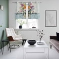 thumbnail image 5 of 2 Panels Kitchen Tier Curtains 39 Inch Length, Spring Flowers Grommets Window Treatment Curtain, Watercolor Rural Floral Blue Stripes Plaid Thermal Curtains Drapes for Living Room/Bathroom, 5 of 9