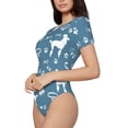 thumbnail image 2 of Haiem Poodle Dog Women's Crew Neck Short Sleeve Bodysuit Tops Stretchy Slim Basic-XX-Large, 2 of 9