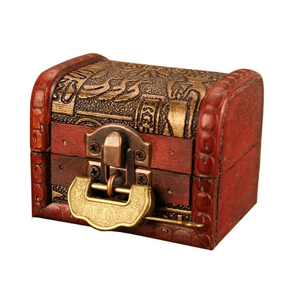 Grandest Birch Vintage Engraved Jewelry Storage Box Treasure Holder Organizer Case with Lock Antique Storage Container with Lock E