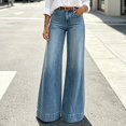 thumbnail image 2 of Vivianyo HD Women's High Waist Wide Leg Jeans, Vintage Light Wash Loose Fit Denim Pants, Women's Blue, Sizes S-2XL, 2 of 6