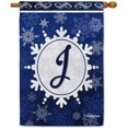 thumbnail image 1 of Welcome Winter Snowflake Monogram J Decorative House Flag Initial Letter Snow Deocr Banner for Inside and Outside 28x40 Inch Double Sided, 1 of 6