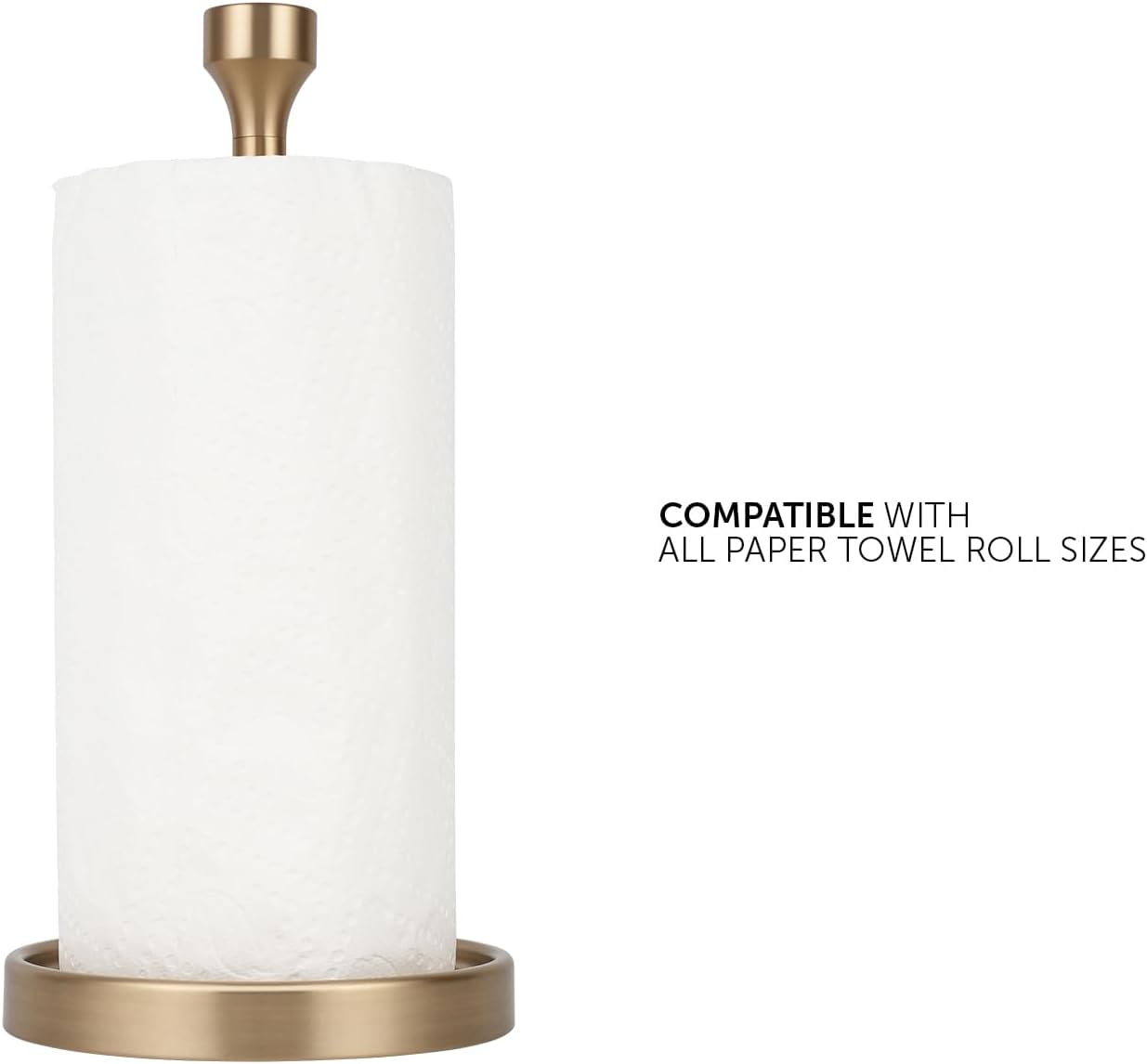 Countertop Paper Towel Holder - Modern Bell End Minimalist Design - Color Warm Gold