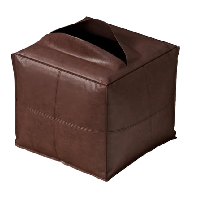 GROWTH TANK Unstuffed Ottoman Pouf Cover Decoration Large Capacity Footstool for Bedroom Brown