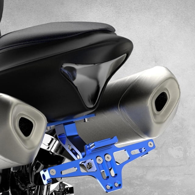 Soporte de placa de matrícula de motocicleta Kit eliminador de guardabarros Soporte de placa de matrícula de motocicleta universal Montaje de cola de motocicleta ordenado con luz LED(azul) Ecomeon no