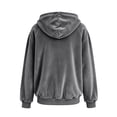 thumbnail image 5 of KHONTS Velvet Zip up Hoodie for Women Fashion Long Sleeve Hooded Sweatshirts Cozy Fall Winter Jackets Tops Grey L, 5 of 5